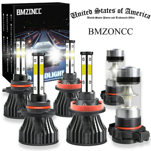 BMZONCC 4 Sides 9005 H11 LED Headlight+ 5202 Fog Light Bulbs Combo Kit For Chevrolet Tahoe Suburban 1500 2500 2007-2014