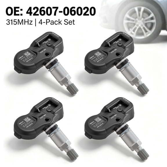 BMZONCC 42607-06020 315MHz TPMS Sensor 4-Pack for 2014-2018 Toyota Corolla Preprogrammed