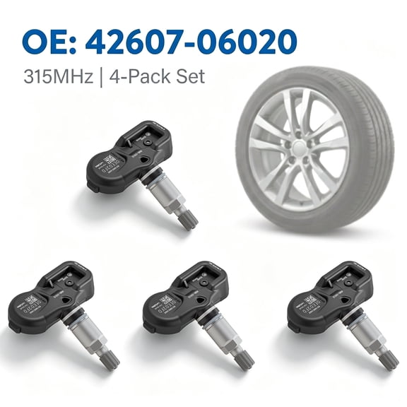 BMZONCC 42607-06020 315MHz TPMS Sensor 4-Pack for 2014-2019 Toyota Highlander Preprogrammed