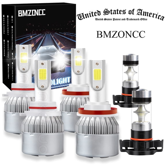 BMZONCC 6x 6000K LED Headlights Fog Light Bulbs For Chevy Silverado 1500 2500 HD 2010-2017