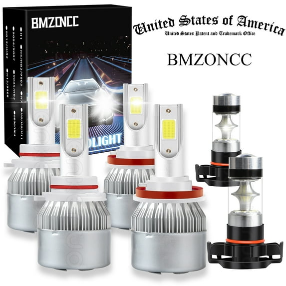 BMZONCC 6x 6000K LED Headlights Fog Light Bulbs For GMC Sierra 1500 2500 HD 2007-2013