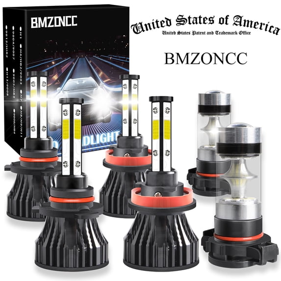 BMZONCC Combo LED Headlight + Fog Light Bulbs Kit for GMC Yukon XL 2015 - 2018