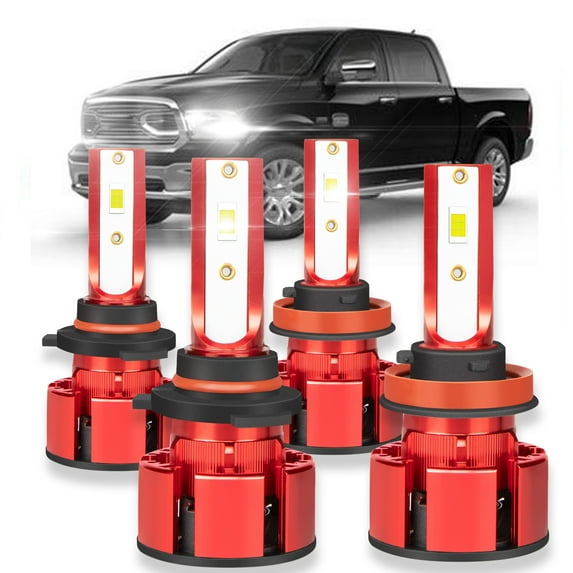 BMZONCC For 2009 - 2017 Dodge Ram 1500 2500 3500 LED Headlight Bulbs,9005 High+H11 Low Beam LED Headlight Bulbs Cool White, 4 pcs