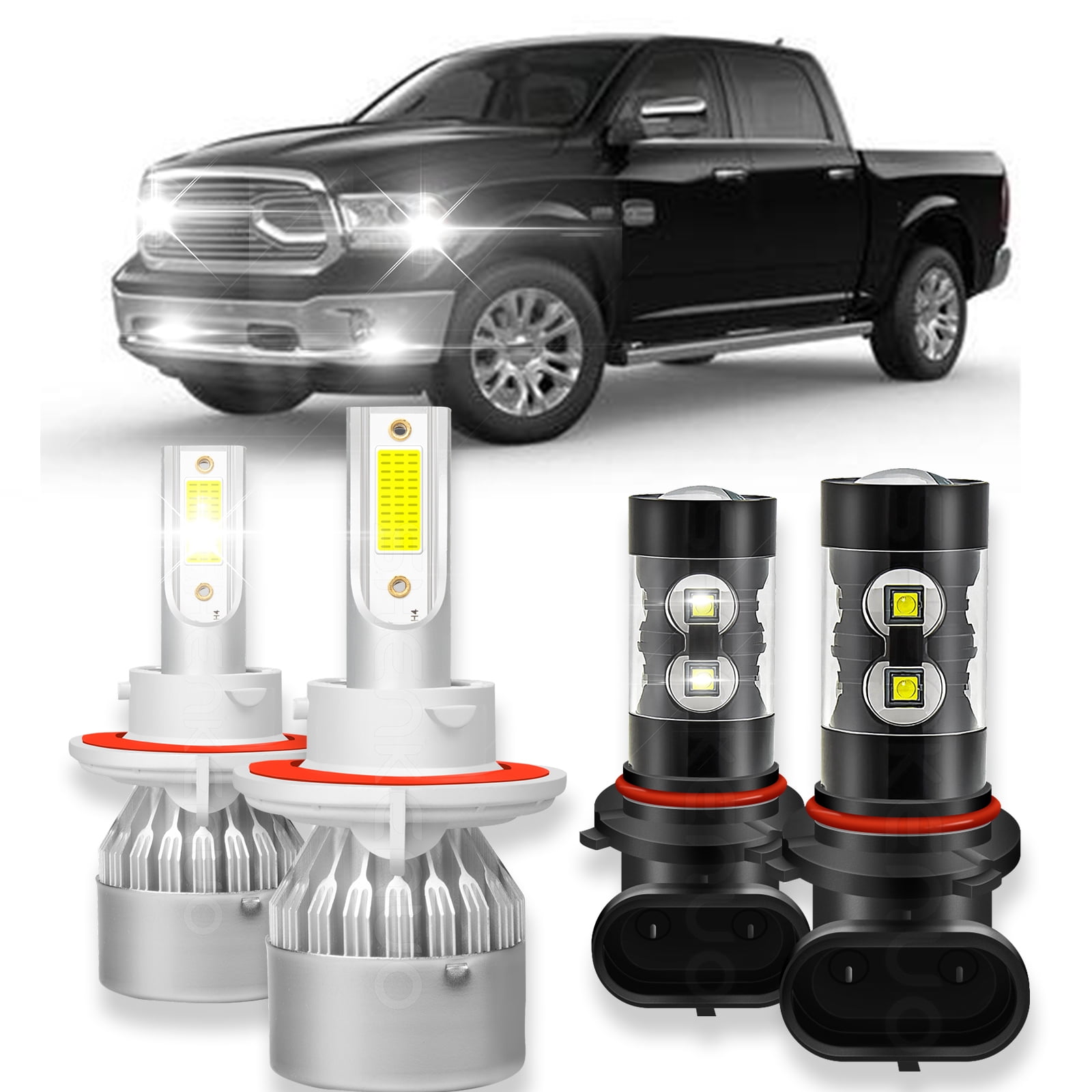 H13 8000K H13 LED Headlight Bulbs - Hi/Lo Beam For Dodge Ram 1500/2500/3500 (2006-2012) & Jeep Liberty/Patriot Led Headlights - Foto 13