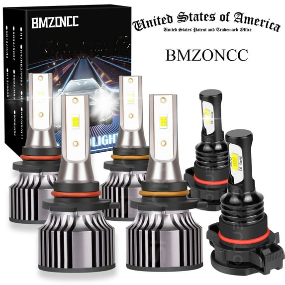 BMZONCC For GMC Sierra 1500 2500 HD 2007-2013 Combo LED Headlight Bulbs,9005 High+H11 Low Beam+5202 Fog Light Bulbs