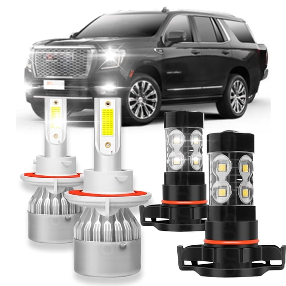 BMZONCC For GMC Yukon 2007 - 2014 LED Headlights High&Low Beam + Fog Light Bulbs Combo 4pcs