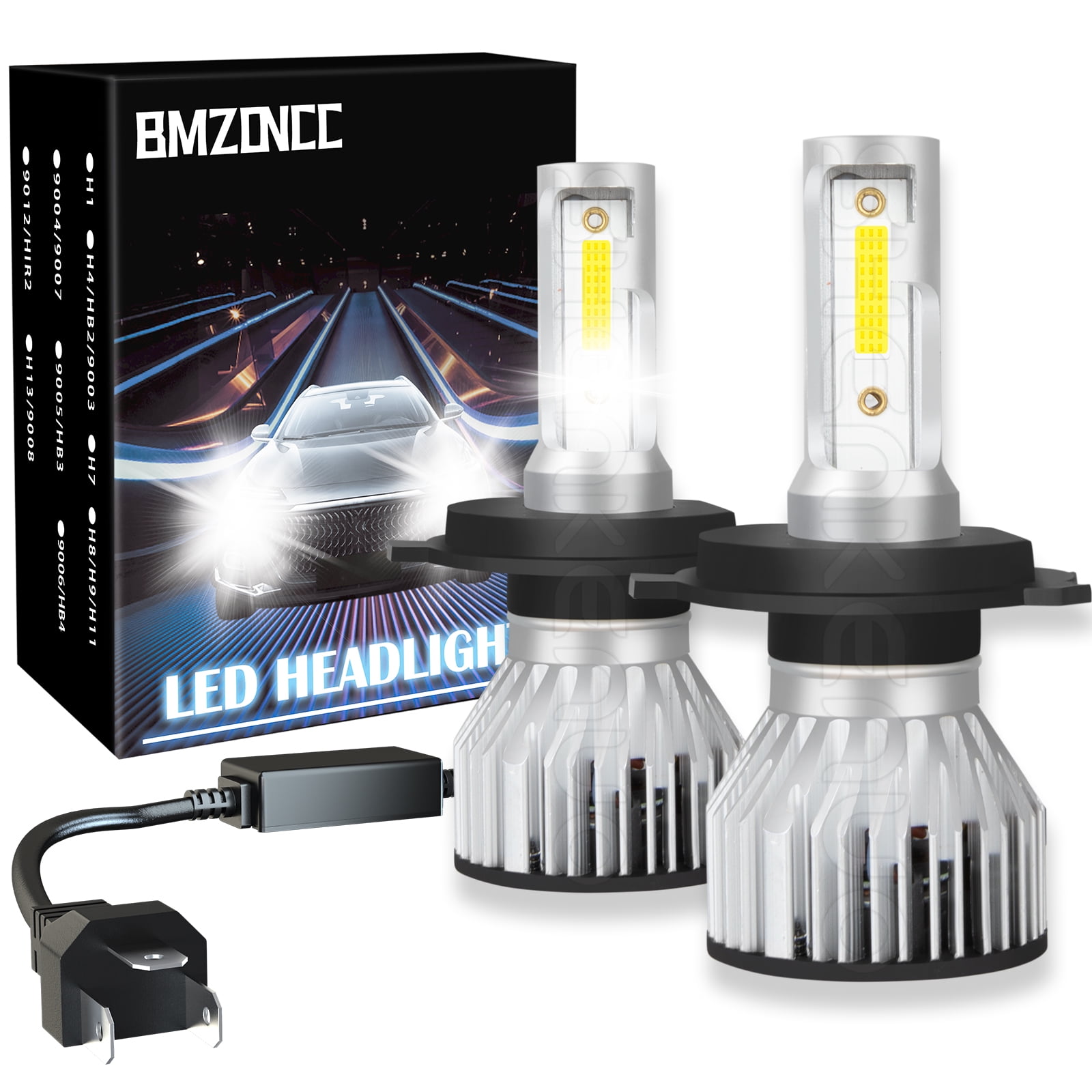 BMZONCC For Honda Civic 1992-2000 2001 2002 2003 LED Headlight,H4 9003 High Low Dual Beam LED Headlight Bulbs Kit,2pcs