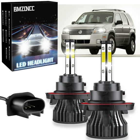 BMZONCC For Mercury Mariner 2005-2011 4-sides H13 9008 LED Headlight Conversion Kit 6000K White High Low Beam Bulbs