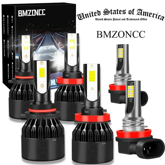 BMZONCC for Honda Civic Coupe 2014 2015 LED Headlight+FOG Light Bulbs Combo Kit