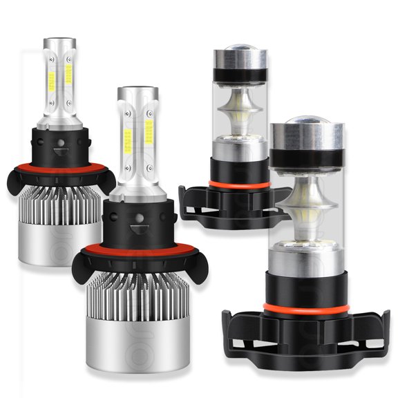BMZONCC for Jeep Wrangler 2010-2020 4pcs 6000K Combo LED Headlight + Fog Light Bulbs Kit