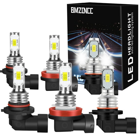 BMZONCC for Subaru Impreza 2008 2009 2010 2011 6000K White LED High/Low Beam Headlight Fog Light Bulbs