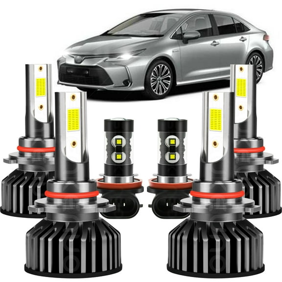 BMZONCC for Toyota Corolla 2009 2010 2011 2012 2013 white High Low Beam LED Headlight & Fog Light Bulbs Pack of 6