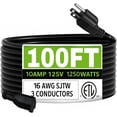 thumbnail image 1 of BN-LINK 100 ft Outdoor Extension Cord 16/3 SJTW, Black, PVC Cable Jacket, 3-Prong, Weather Resistant -40℉, Flame Retardant, Suitable for Garden, Yard, Landscaping & Holiday Decorations, 10A 125V ETL, 1 of 8