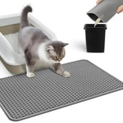 BN-LINK 17" x 23" Cat Litter Mat Trapping Match, Honeycomb Double Layer Design, Urine-Proof and Water Proof, Scatter Control, Easier to Clean & Washable(Gray)