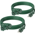 thumbnail image 1 of BN-LINK 2 Pack 10 ft 3 Outlet Lawn & Garden Outdoor Extension Cord 16/3 SJTW, Green, 3 Prong Grounded Plug, 1 of 7