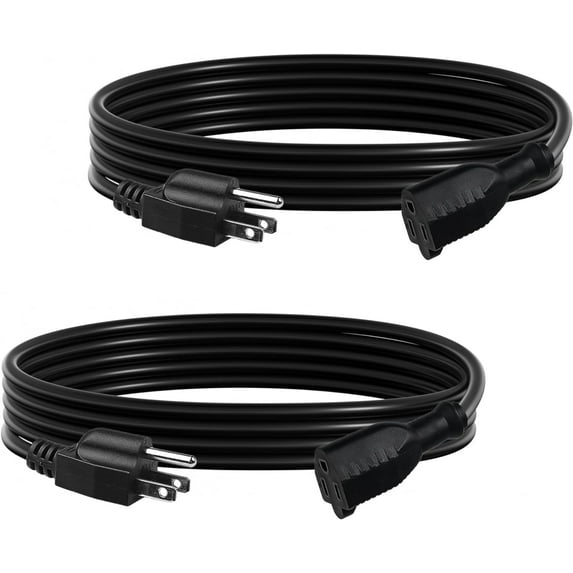 BN-LINK [2 Pack] 10 ft Indoor Outdoor Extension Cord 16/3 SJTW, Black, 3-Prong, Weather Resistant & Flame Retardant, for Garden, Landscaping & Holiday Decorations