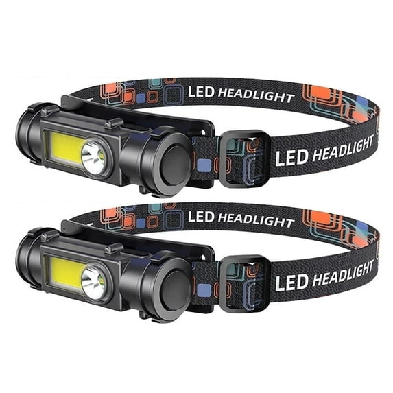 BN-LINK 2 Packs Headlamp Rechargeable, Super Bright LED Head Lamp, Waterproof Outdoors Headlamp Flashlight, Adjustable headlamps for Adults, Cycling,Running, Fishing,Hiking