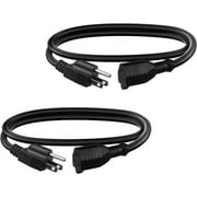 BN-LINK 3 ft Indoor Outdoor Extension Cord 16/3 SJTW, 2 Pack, Black, PVC Cable Jacket, 3-Prong, Weather Resistant, Flame Retardant, Suitable for Indoor, Landscaping & Holiday Decorations, 13A ETL