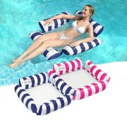 BN-LINK 4-in-1 Inflatable Pool Floats Adult, 2 Pack Multi-Purpose Water Hammock, Floating Lounger for Swimming Pool Lake Beach, Adults Vacation Fun and Rest(Dark Blue+Red)