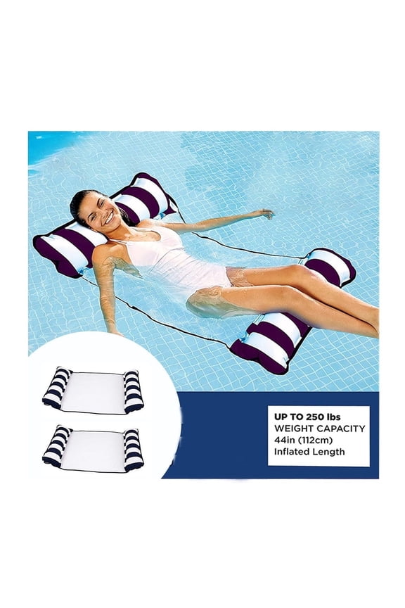 4-in-1 Inflatable Pool Floats Adult Size, 2-Pack Pool Water Hammock, for Swimming Pool,Pool Rafts Lounge Chairs Floating,for Adults Vacation Fun and Rest