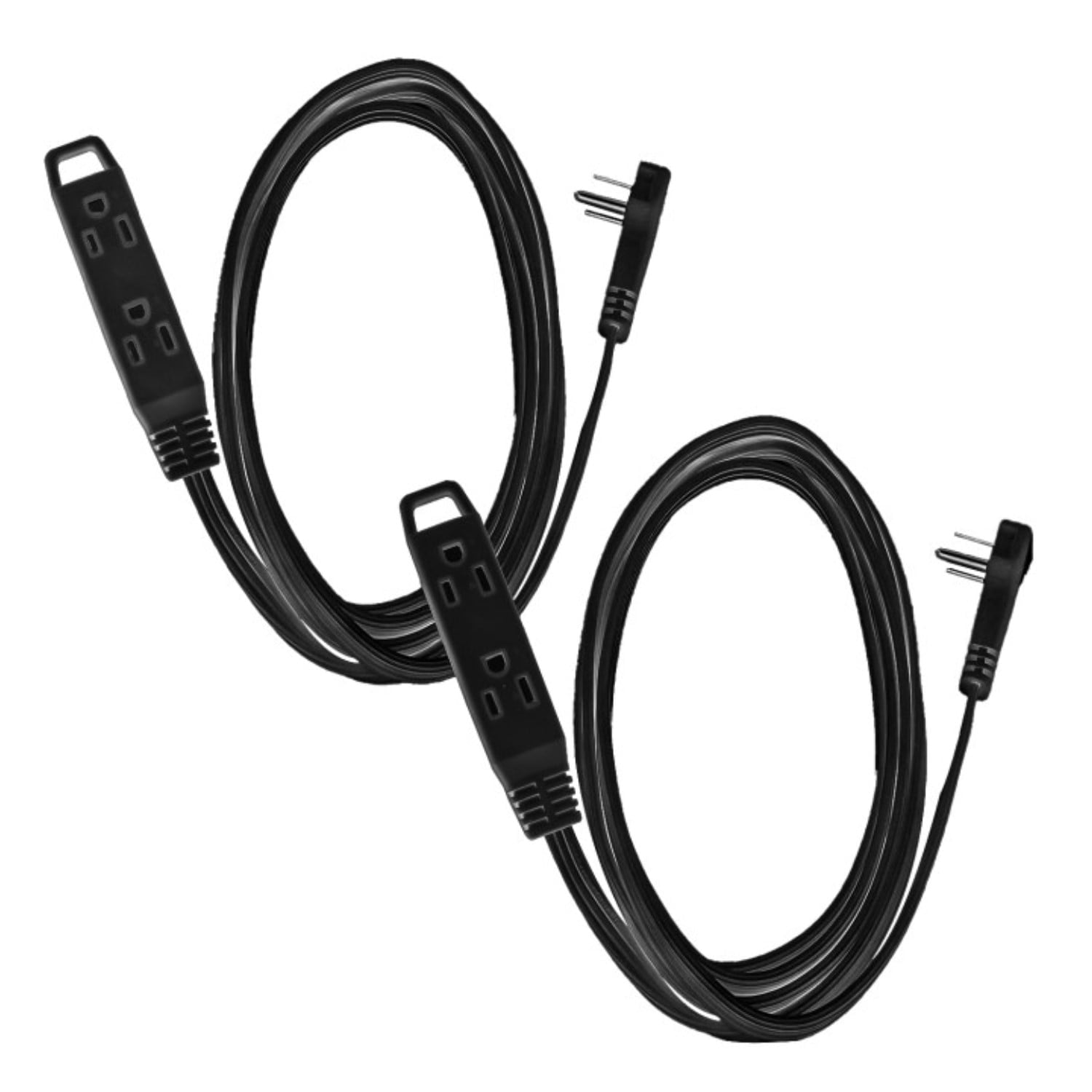 BN-LINK 6ft 3 Outlets Indoor Extension Cord 2 pack, Flat Plug Power Strip Surge Protector, Waterproof Hangable Right Angle flat Plug for Indoor Home Office, Dorm Room, ETL Listed