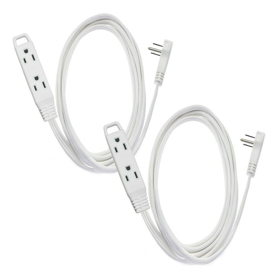 BN-LINK 6ft 3 Outlets Indoor Extension Cord 2 pack, Flat Plug Power Strip Surge Protector, Waterproof Hangable Right Angle flat Plug for Indoor Home Office, Dorm Room, ETL Listed