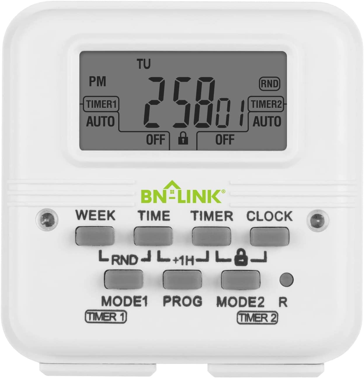 BNLINK 7 Day Heavy Duty Digital Programmable Dual Outlet Timer 2