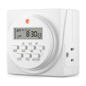 BN-LINK 7 Day Heavy Duty Digital Programmable Timer, Dual Outlet Timer (Single Control), Indoor for Lamp Light Fan Security, UL Listed, White
