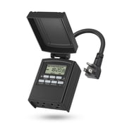 BN-LINK 7 Day Outdoor Heavy Duty Digital Programmable Timer, Outdoor Timer Outlet Waterproof, 2 Grounded Electrical Outlets for Christmas Lights, 15A 1/2HP,ETL Listed