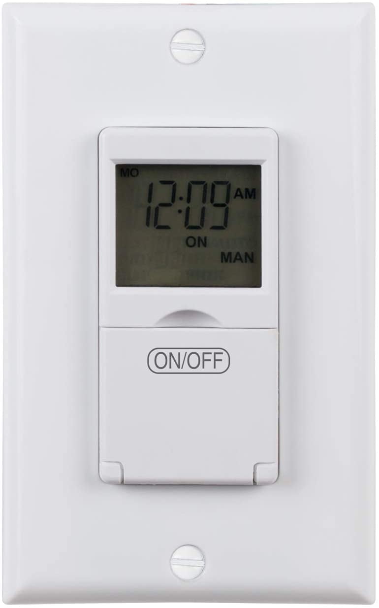 BNLINK 7 Day Programmable InWall Timer Switch for Lights, fans and