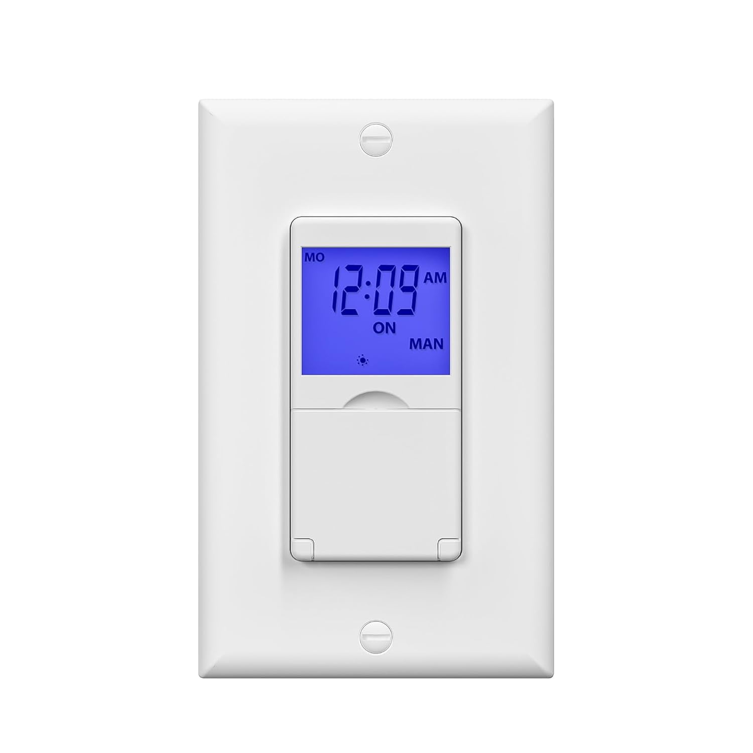 White Programmable In-Wall Timer Switch with Blue Backlight