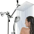 thumbnail image 1 of BN-LINK 8 Inch Rain Shower Head Combo, High Pressure Shower Head with 9 Spray Pattern, 11 Inch Extension Arm, Height/Angle Adjustable Anti-leak Shower Head with Holder/Hose, 1 of 9