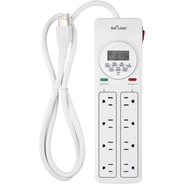BNLINK 8 Outlet Surge Protector with 7Day Digital Timer (4 Outlets