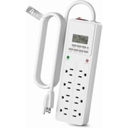 BN-LINK 8 Outlet Surge Protector with 7-Day Digital Timer (4 Outlets Timed, 4 Outlets Always On) - White