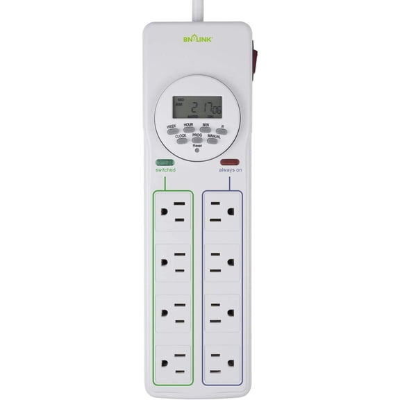 BN-LINK 8 Outlet Surge Protector with 7-Day Digital Timer