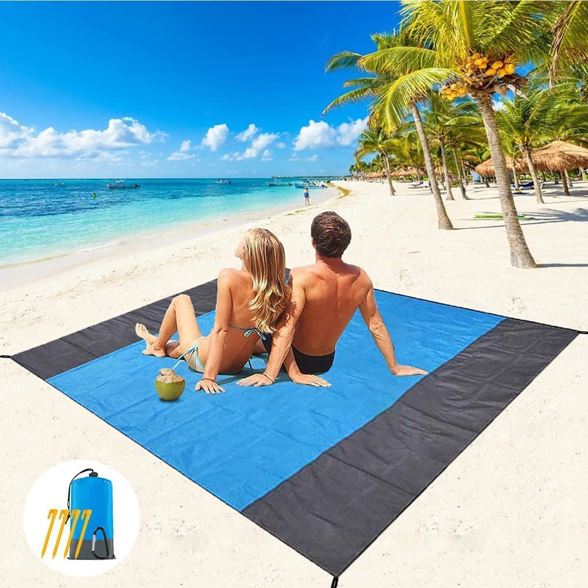 BN LINK Beach Blanket 79 x 55 Oversized Lightweight Waterproof Sandproof Beach Blanket Large Picnic Blankets for Beach Travel Camping Hiking