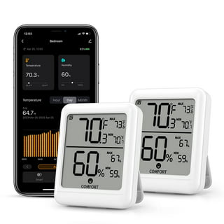 Govee Temperature Humidity Monitor 2-Pack, Indoor Room Thermometer  Hygrometer with App Alert, Mini Bluetooth Digital Thermometer Humidity  Sensor with Data Storage for Home Greenhouse Cellar : Patio, Lawn & Garden