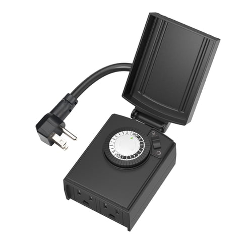 BN-LINK 24 Hour Heavy Duty Mechanical Timer, Outdoor Timer Outlet Waterproof with 30 Minutes Intervals, 2 Grounded Outlets for Christmas Lights Pool Pump,15A 1/2HP, ETL Listed
