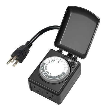 BN-LINK Compact Outdoor Mechanical Timer, 24 Hour Programmable Dual Outlet Timer - Plug in, Waterproof, Heavy Duty, For Lamps Christmas Lights - Image 9