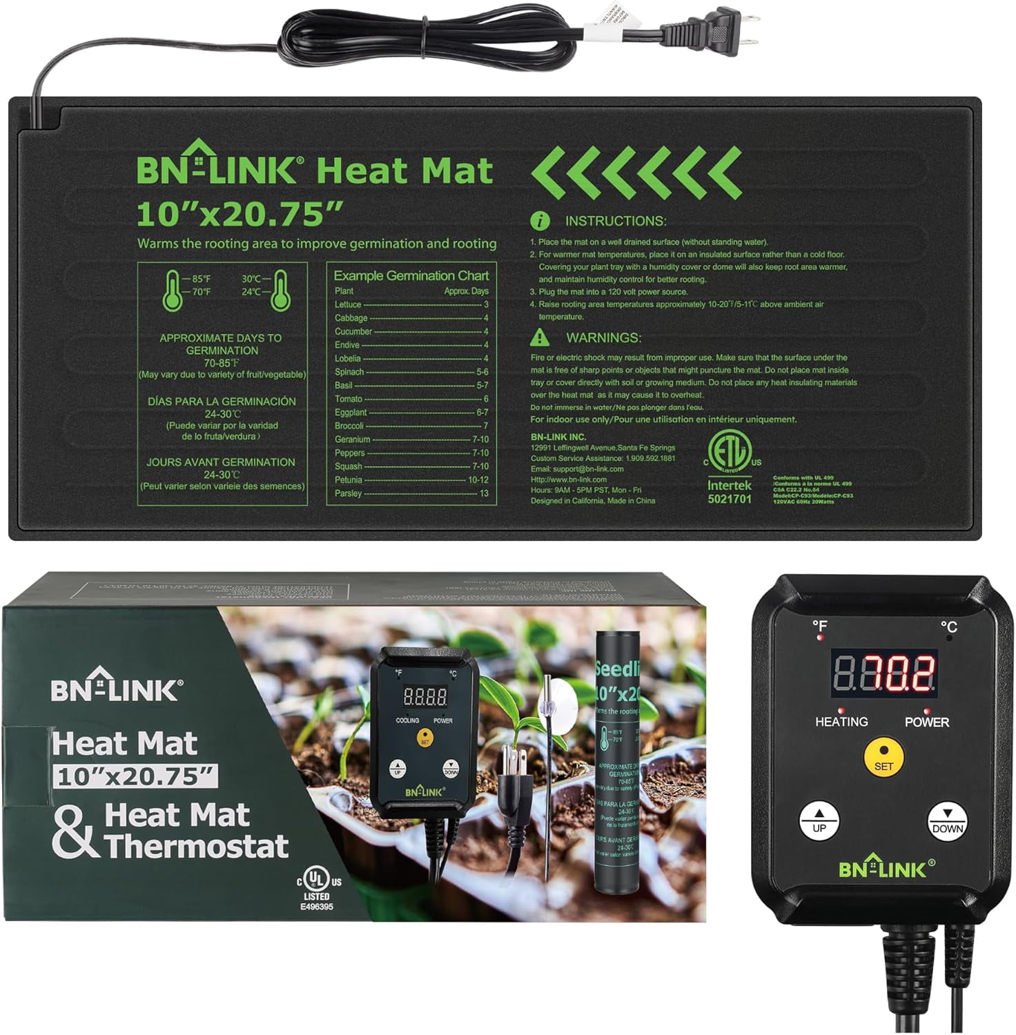 "BN-LINK Seedling Heat Mat 10"" x 2