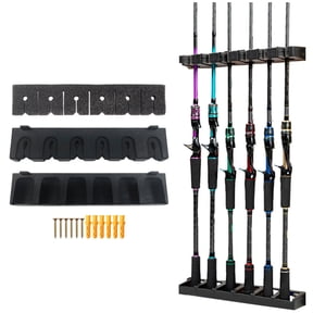 BN-LINK Wall-Mounted Fishing Rod Holder, Holds Up to 6 Rods, Fishing Pole Rod Rack, Easy-To-Mount Fishing Pole Holders for Garage, Fishing Gear and Gifts for Men