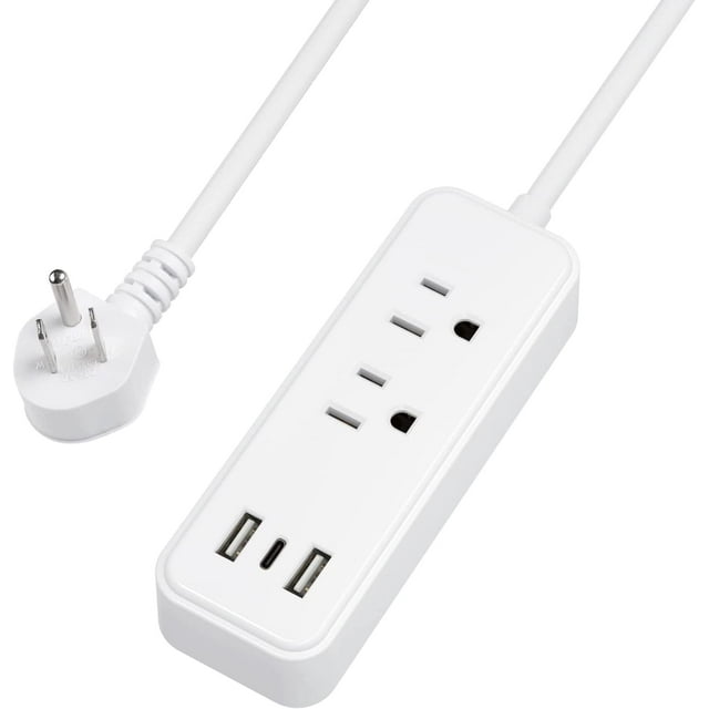 BNLINK Flat Plug Power Strip with 2 AC Outlets, 2 USB A and 1 USB C