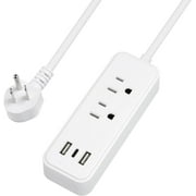 BN-LINK Flat Plug Power Strip with 2 AC Outlets, 2 USB A and 1 USB C Ports(5V,2.4A), 6 Feet Extension Cord, Compact Nightstand Desktop Charging Station for Travel, Dorm, Cruise Ship, ETL & FCC Listed