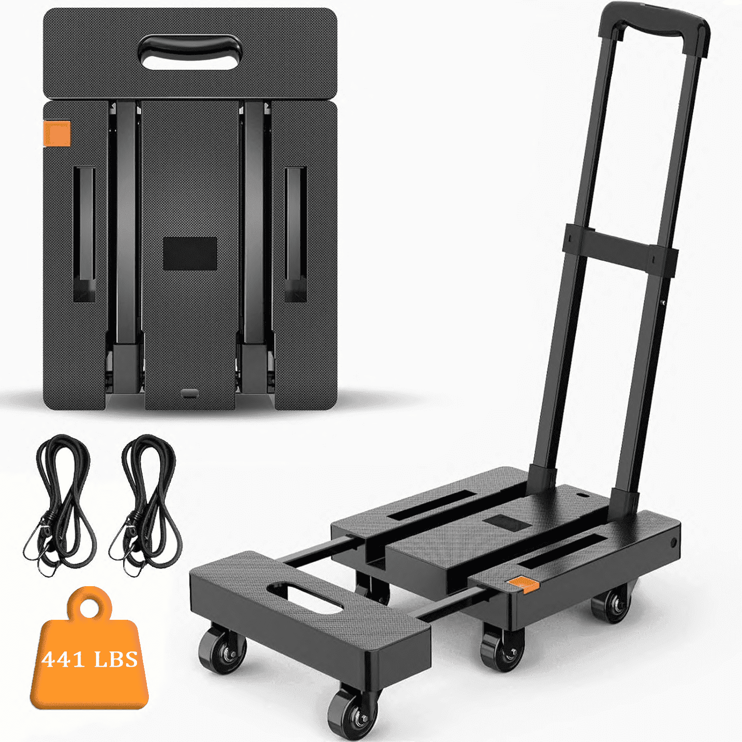 BN-LINK Folding Hand Truck, 6 Wheels Portable Dolly Cart, Lightweight ...