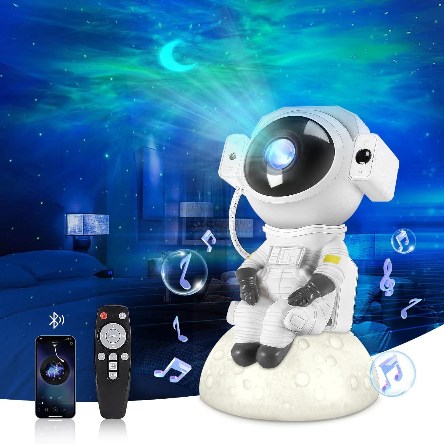 BN-LINK Galaxy Projector with Bluetooth Speaker, Star Projector Galaxy ...