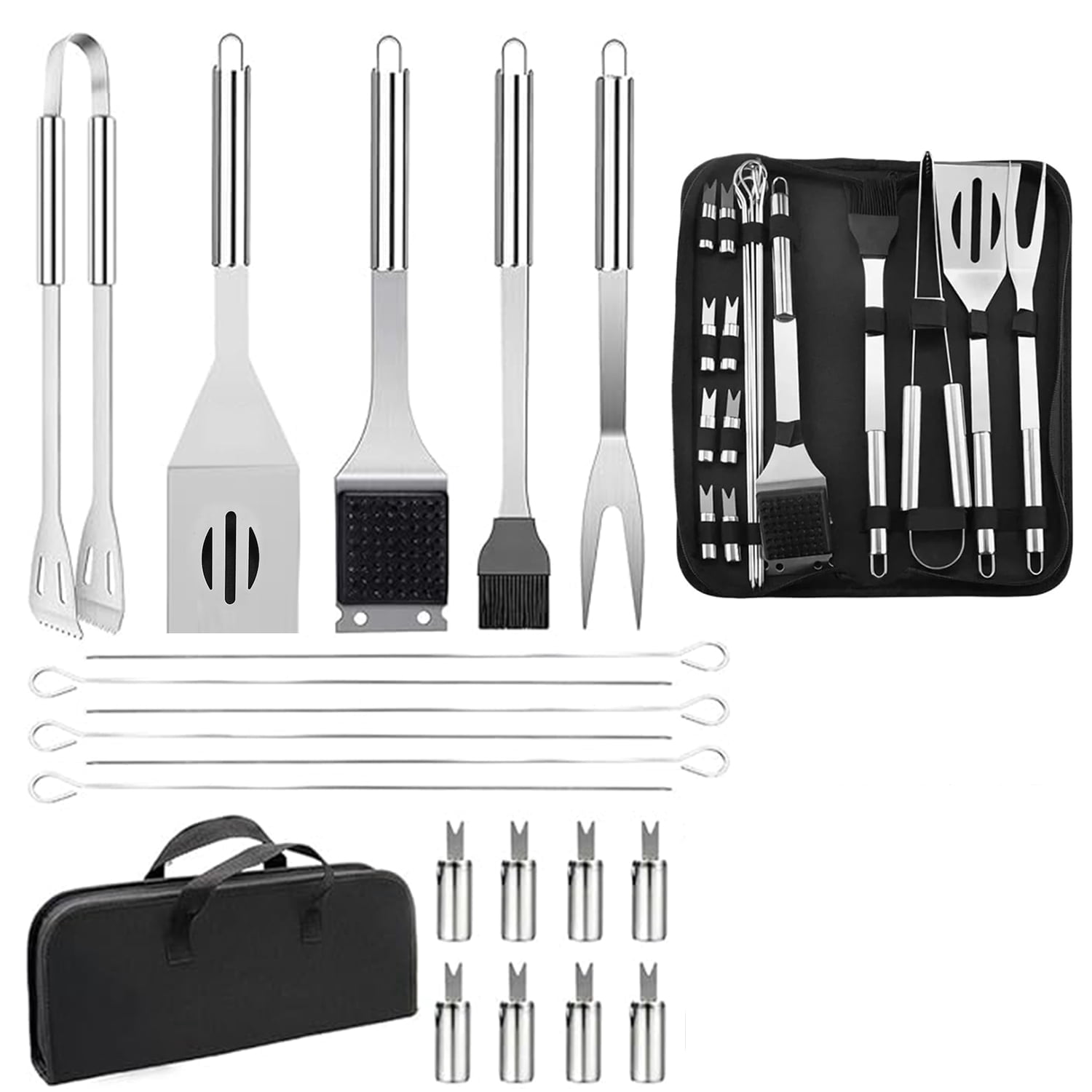 BN-LINK 20pcs BBQ Grill BBQ Accessories, Stainless Steel Grill Tools ...