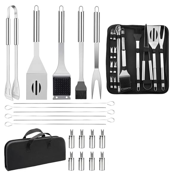 BN-LINK 20pcs BBQ Grill BBQ Accessories, Stainless Steel Grill Tools Set with Carry Bag,Barbecue Grill Accessories,BBQ Utensils,Camping & Tailgating