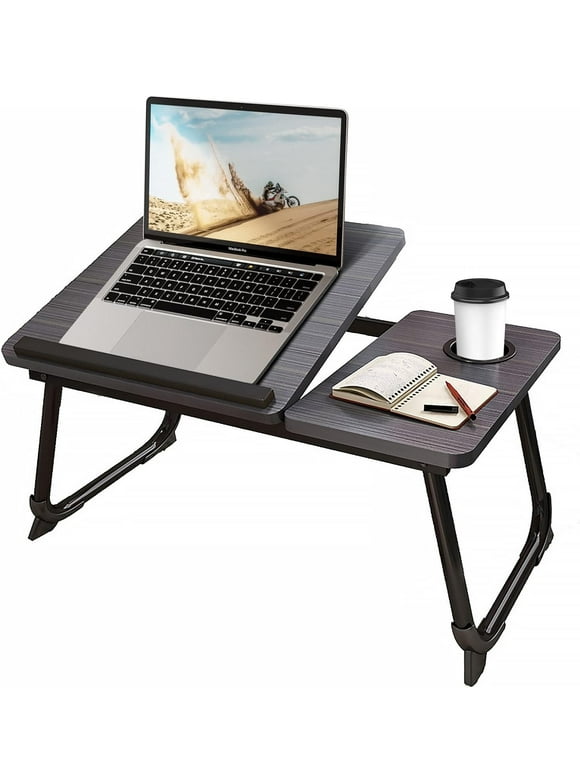 BN-LINK Laptop Desk for Bed or Couch, Lap Desk, Woking in Bed Desk, Home Office Desks, Breakfast Tray, Desk with Cup Holder, Laptop Stand for Bed, Fordable Legs Desk (Black)