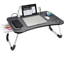 BN-LINK Laptop Desk, Laptop Bed Stand Foldable, Laptop Table Folding Breakfast Tray Portable Lap Standing Desk, Reading and Writing Holder with Drawer for Bed Couch Sofa Floor