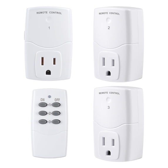 BN-LINK Mini Wireless Remote Control Outlet Switch Power Plug In for Household Appliances, Wireless Remote Light Switch, LED Light Bulbs, White (1 Remote + 3 Outlet) 1250W/10A
